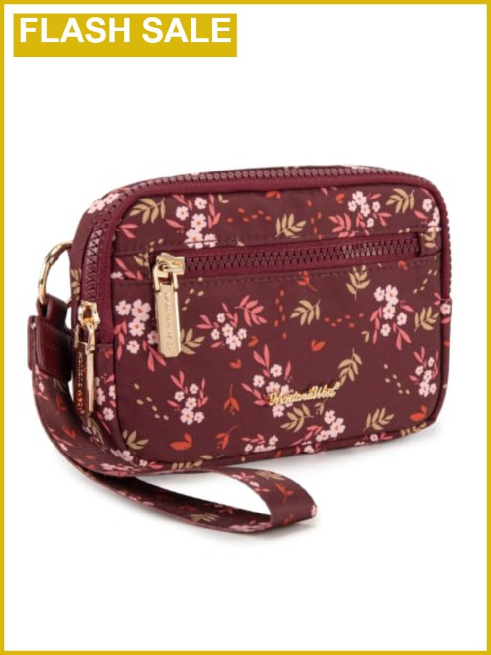 3-Zip Wristlet Purse for Women, RFID Blocking Wallet with Crossbody Strap,